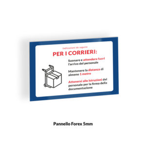 Cartello Covid-19 corrieri 3 | Stampa in Italia